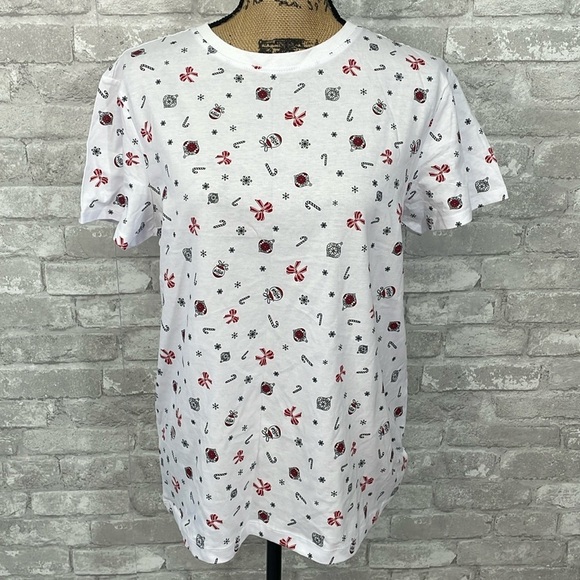 Primark Christmas Print Short Sleeve Tee - Picture 1 of 5